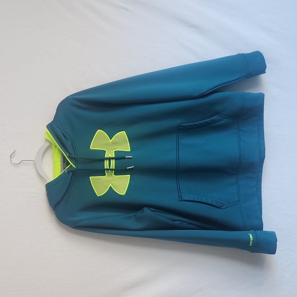 Men's Large Hoodie Teal with‎ Neon Green Logo by Under Armour